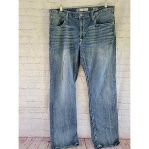BKE MEN'S W38 L34 JAKE BOOTCUT DENIM BLUE JEANS (small hole in butt see pics)